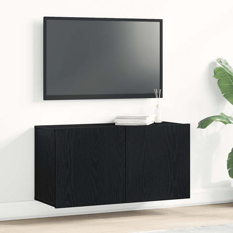 Vidaxl tv-meubel 80x30x41 cm bewerkt hout zwart eikenkleurig