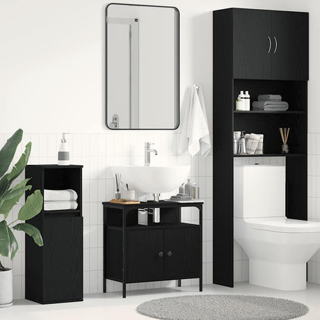 Vidaxl wastafelkast 60x30x60 cm spaanplaat zwart eikenkleurig