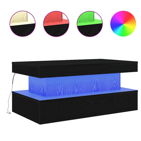 Vidaxl salontafel met led-verlichting 90x50x40 cm zwart eiken