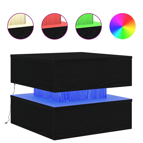Vidaxl salontafel met led-verlichting 50x50x40 cm zwart eikenkleurig