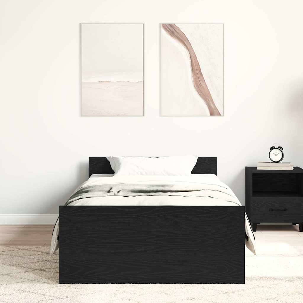 Vidaxl bedframe zonder matras 90x200 cm spaanplaat zwart eikenkleurig