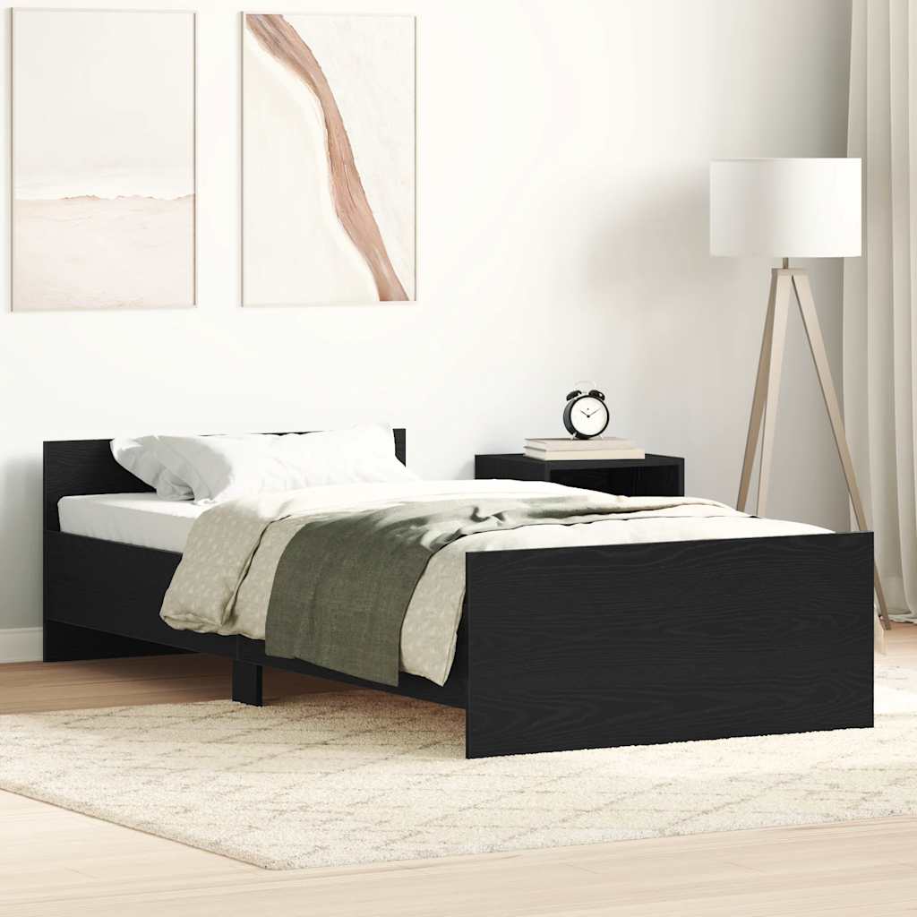 Vidaxl bedframe zonder matras 90x200 cm spaanplaat zwart eikenkleurig
