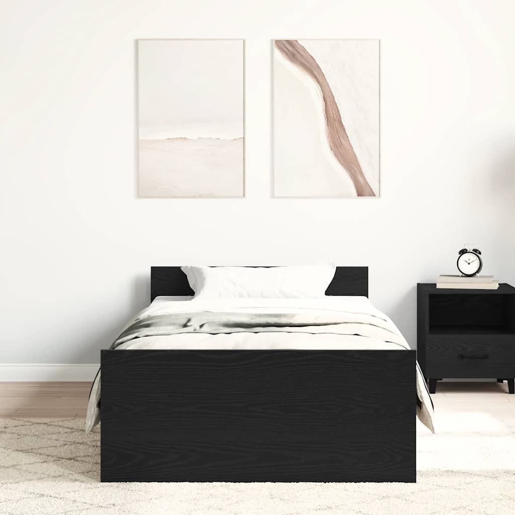 Vidaxl bedframe zonder matras 90x190 cm spaanplaat zwart eikenkleurig