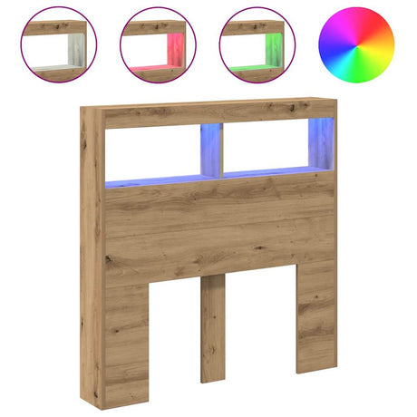 Vidaxl hoofdbordkast met led 100x17x102 cm artisan eikenkleurig