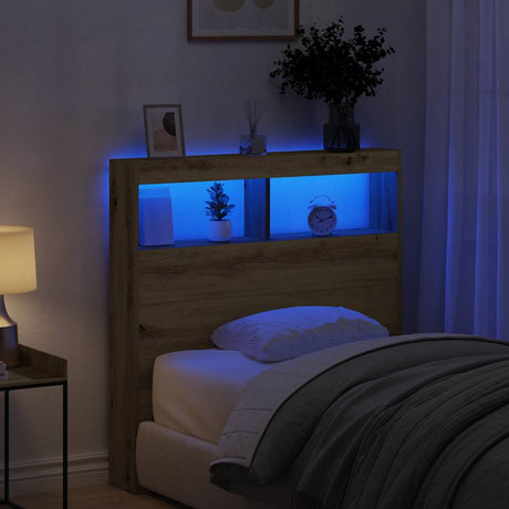Vidaxl hoofdbordkast met led 100x17x102 cm artisan eikenkleurig