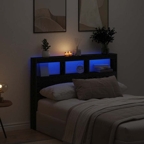 Vidaxl hoofdbordkast met led 140x17x102 cm zwart eikenkleurig