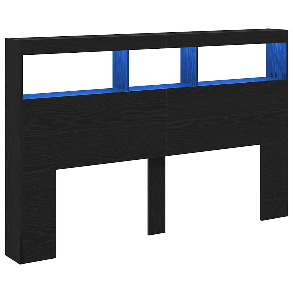 Vidaxl hoofdbordkast met led 160x17x102 cm eikenkleurig zwart