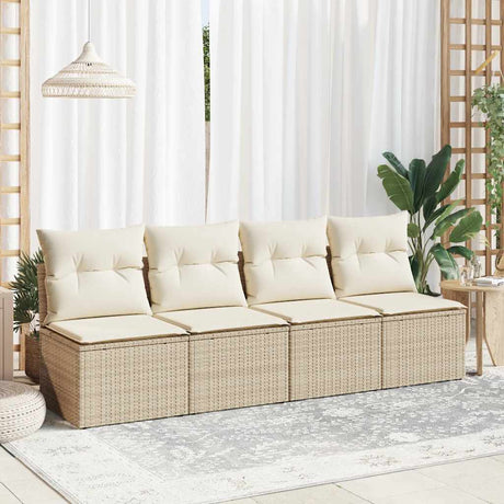 Vidaxl 2-delige loungeset met kussens poly rattan acacia beige