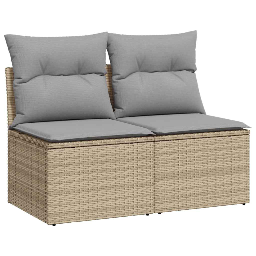 Vidaxl 2-delige loungeset met kussens poly rattan acacia beige