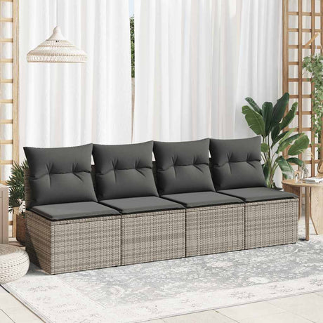 Vidaxl 2-delige loungeset met kussens poly rattan acacia grijs