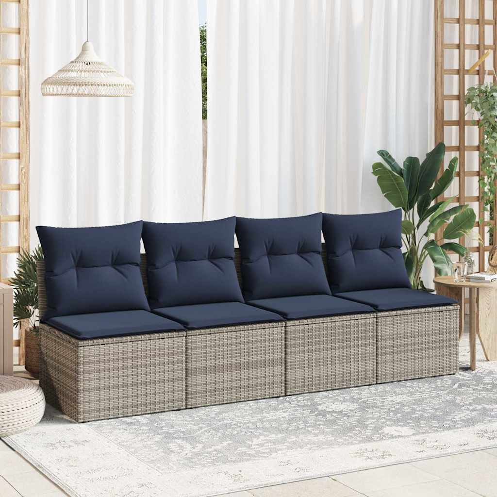 Vidaxl 2-delige loungeset met kussens poly rattan acacia grijs