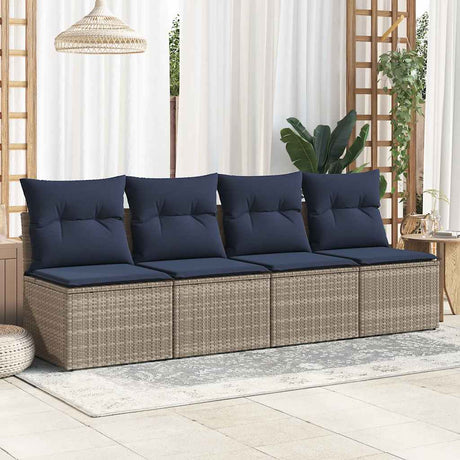 Vidaxl 2-delige loungeset met kussens poly rattan acacia grijs