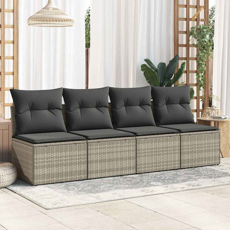 Vidaxl 2-delige loungeset met kussens poly rattan acacia lichtgrijs