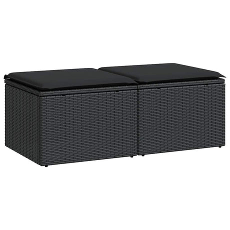 Vidaxl 2-delige loungeset met kussens poly rattan acacia zwart
