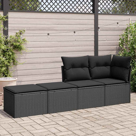 Vidaxl 2-delige loungeset met kussens poly rattan acacia zwart