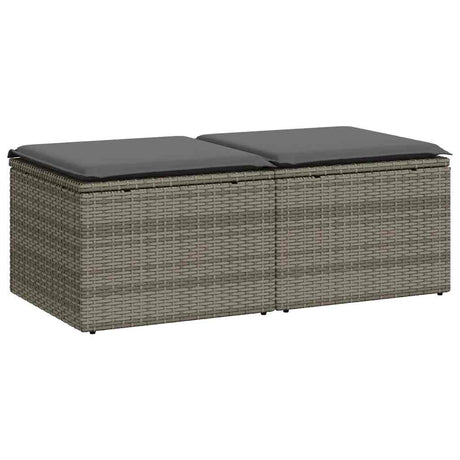 Vidaxl 2-delige loungeset met kussens poly rattan acacia grijs