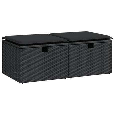 Vidaxl 2-delige loungeset met kussens poly rattan acacia zwart