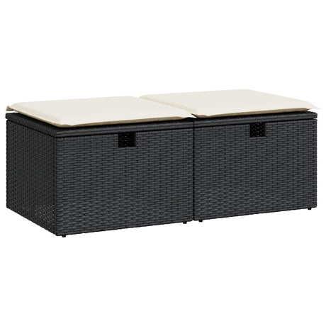 Vidaxl 2-delige loungeset met kussens poly rattan acacia zwart