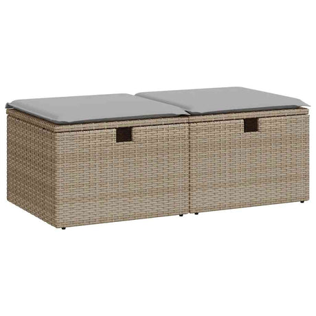 Vidaxl 2-delige loungeset met kussens poly rattan acacia beige