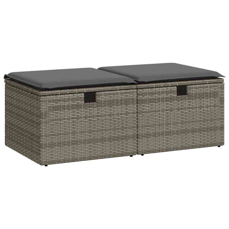 Vidaxl 2-delige loungeset met kussens poly rattan acacia grijs