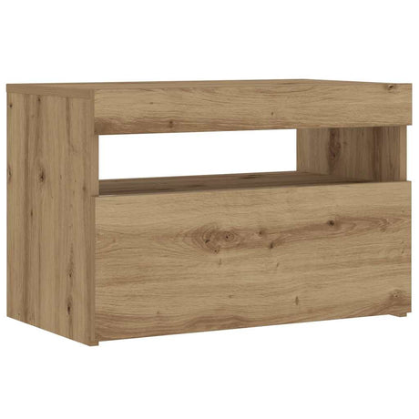 Vidaxl nachtkastje met led 60x35x40 cm bewerkt hout artisanaal eiken