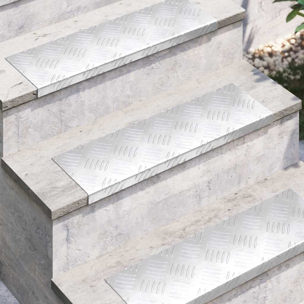 Vidaxl trap tread rechthoekig 10 pcs zilver 60 x 18 cm aluminium