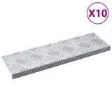 Vidaxl trap tread rechthoekig 10 pcs zilver 60 x 18 cm aluminium