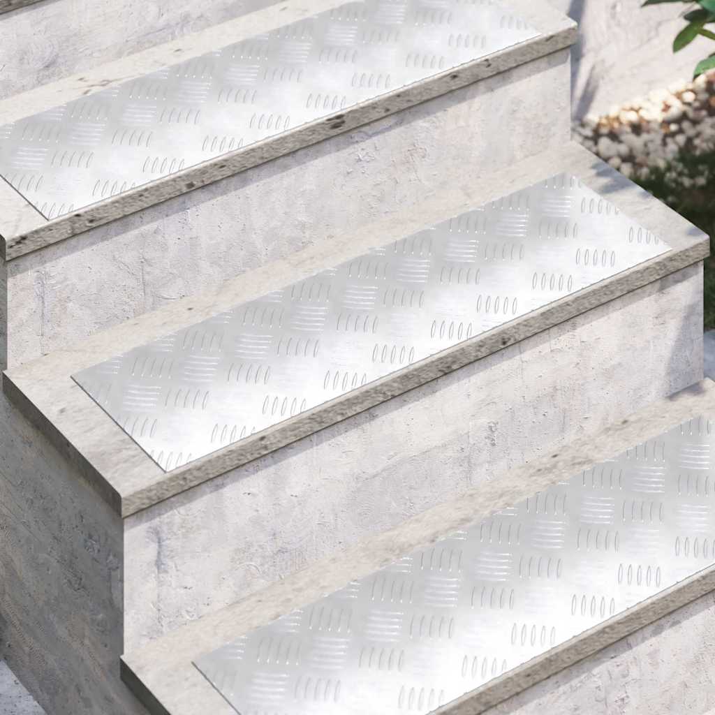 Vidaxl trap tread rechthoekig 4 pcs zilver 70 x 20 cm aluminium