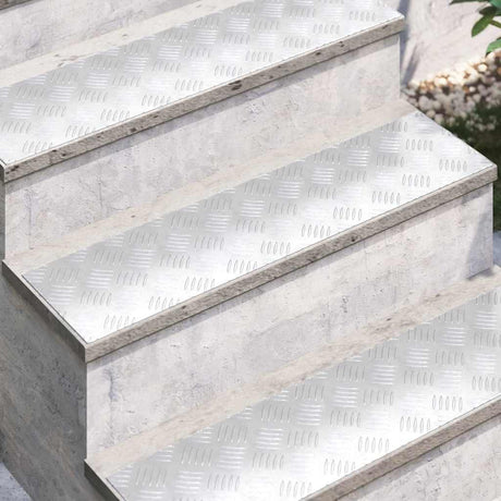 Vidaxl trap tread rechthoekig 4 pcs zilver 80 x 20 cm aluminium