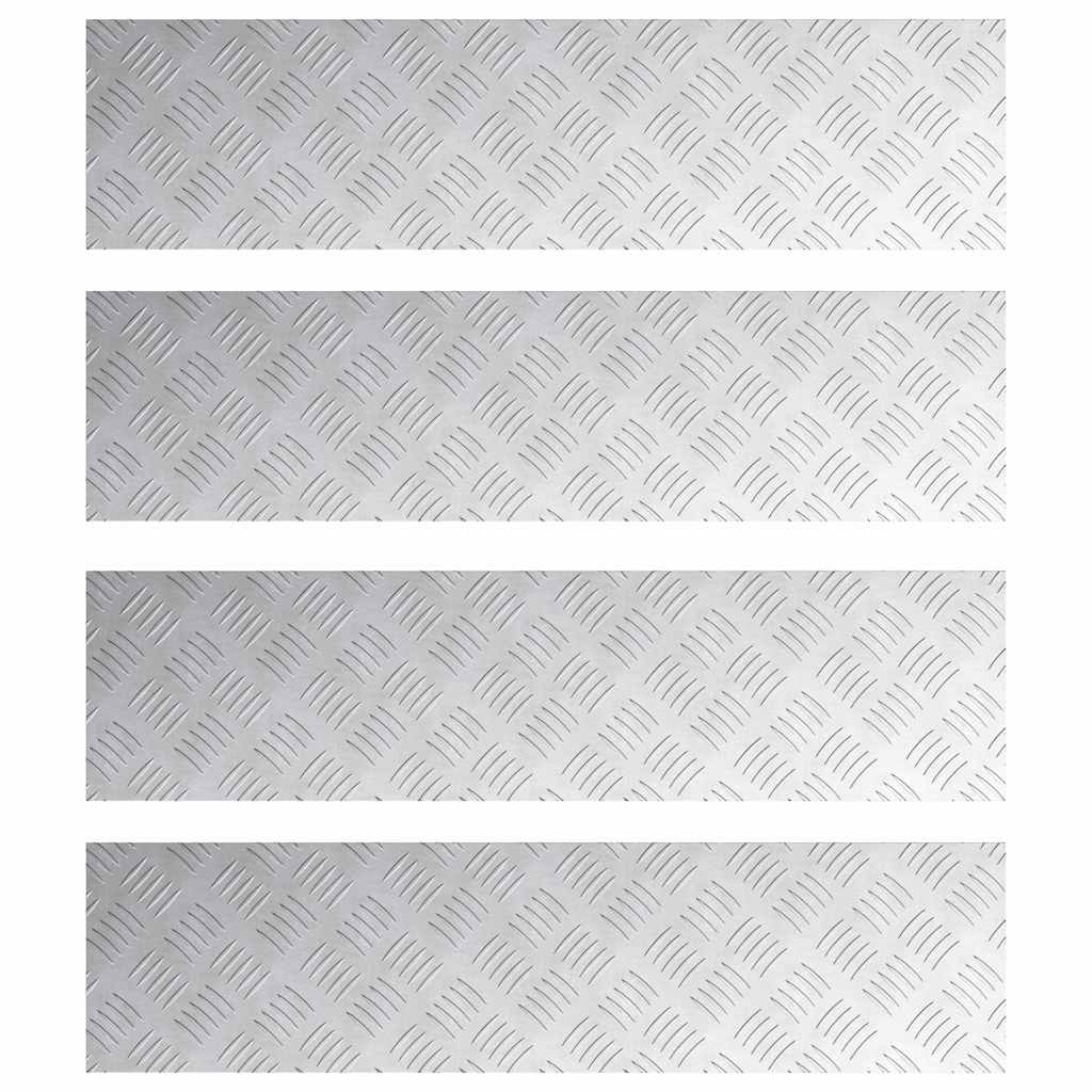 Vidaxl trap tread rechthoekig 4 pcs zilver 80 x 20 cm aluminium