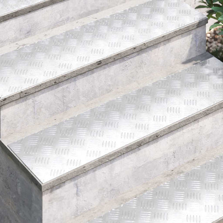 Vidaxl trap tread rechthoekig 4 pcs zilver 100 x 25 cm aluminium