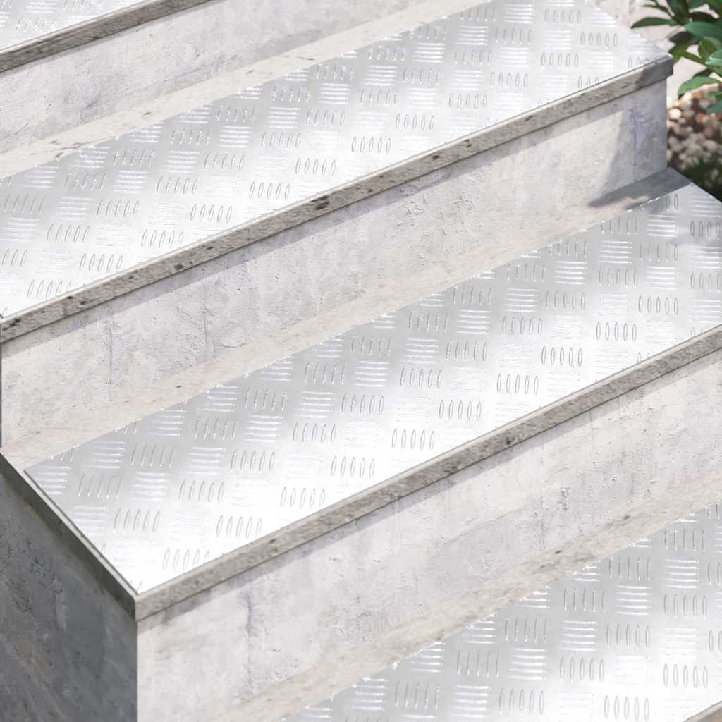 Vidaxl trapmatten 4 st 100 x 25 cm zilver aluminium rechthoekig