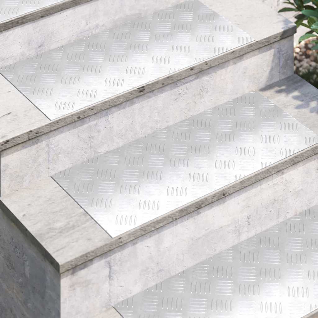 Vidaxl trap tread rechthoekig 4 pcs zilver 70 x 30 cm aluminium