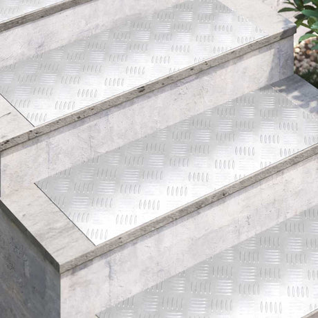 Vidaxl trap tread rechthoekig 4 pcs zilver 80 x 30 cm aluminium