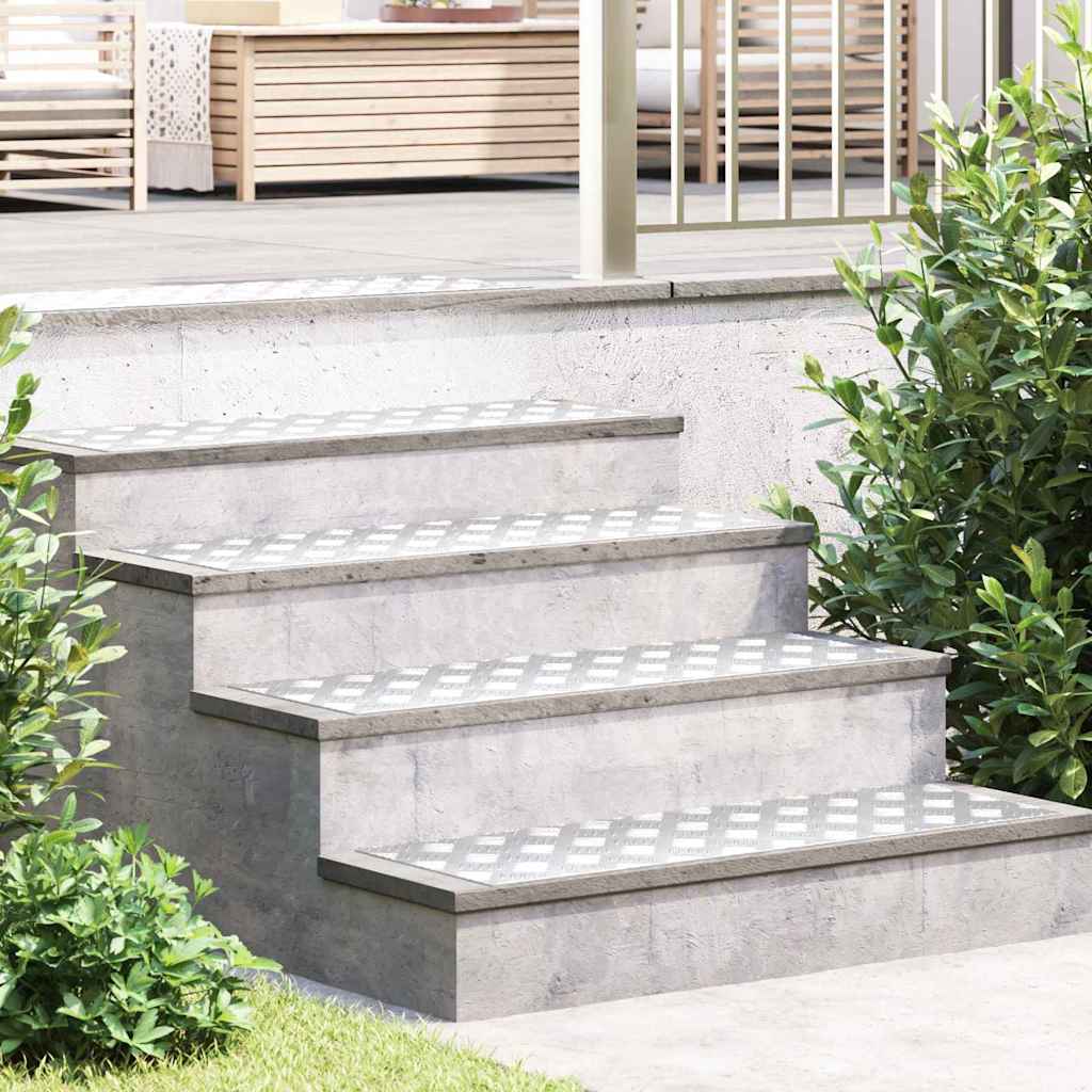 Vidaxl trap tread rechthoekig 2 pcs zilver 90 x 30 cm aluminium