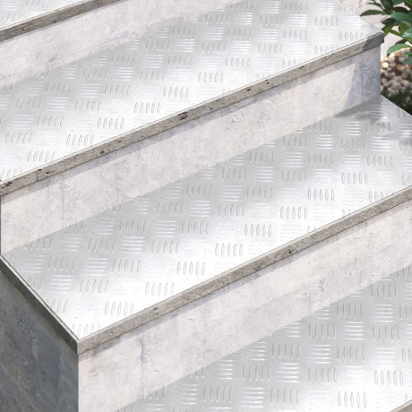 Vidaxl trap tread rechthoekig 4 pcs zilver 100 x 30 cm aluminium