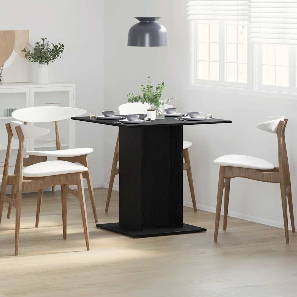 Vidaxl eettafel zwart eiken 80x80x75 cm bewerkt hout