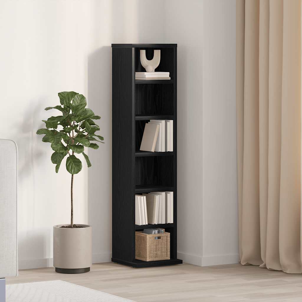 Vidaxl cd-kast 21x20x88 cm spaanplaat zwart eikenkleurig