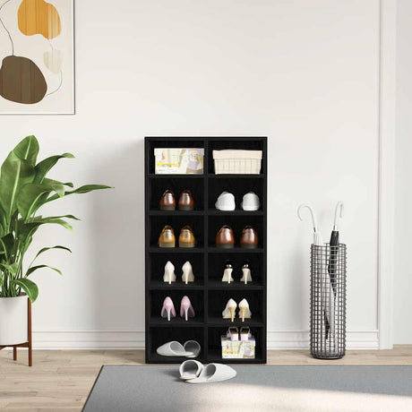 Vidaxl schoenenrek 54x34x100,5 cm spaanplaat zwart eikenkleurig