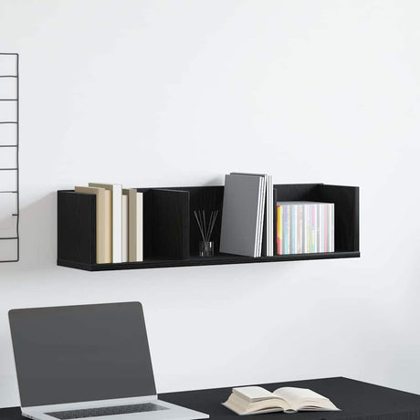 Vidaxl wandplank muurmontage zwart eiken 75 x 18 x 18 cm bewerkt hout