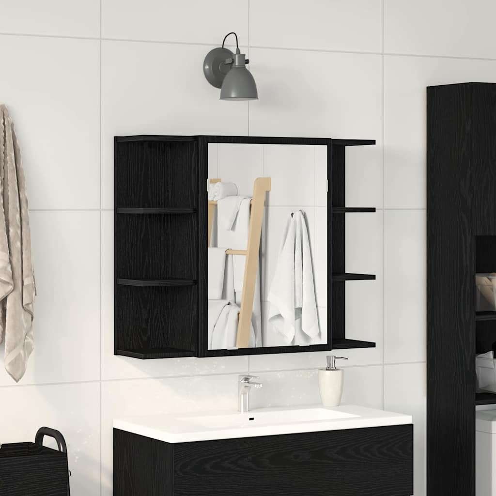 Vidaxl | spiegelkast | zwart eiken 80 x 20,5 x 64 cm bewerkt hout