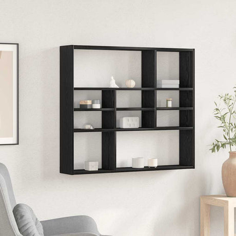 Vidaxl wandschap 90x16x78 cm bewerkt hout zwart eikenkleur