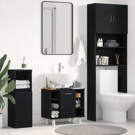 Vidaxl badkamer kast zwart eiken 60 x 32 x 54 cm bewerkt hout