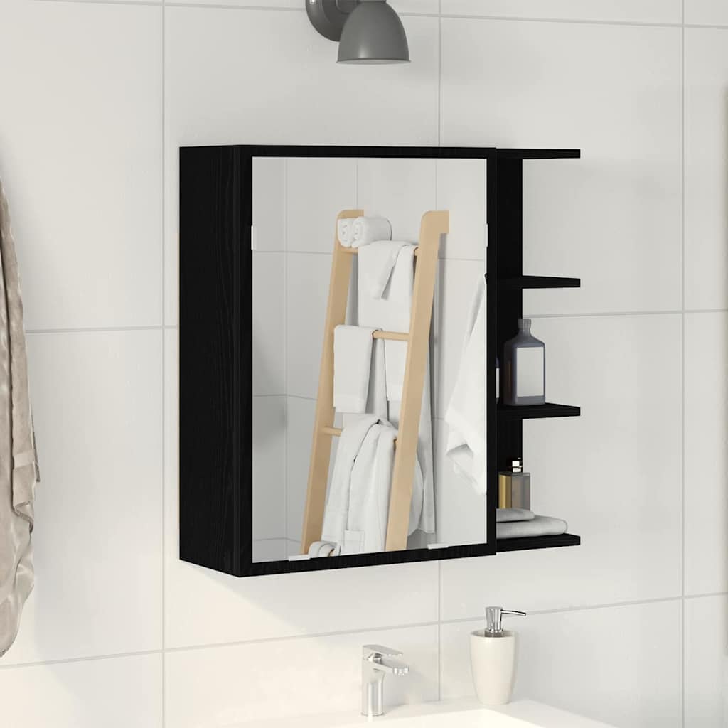Vidaxl badkamer spiegelkast zwart eiken 62,5 x 20,5 x 64 cm