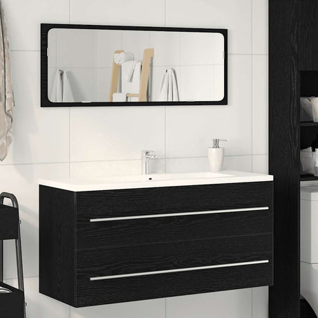 Vidaxl badkamerwastafelkast zwart eiken 100x38,5x48 cm bewerkt hout