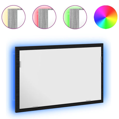 Vidaxl badkamerspiegel met led-verlichting 60x8,5x37 cm zwart eiken