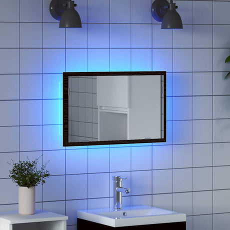 Vidaxl badkamerspiegel met led-verlichting 60x8,5x37 cm zwart eiken