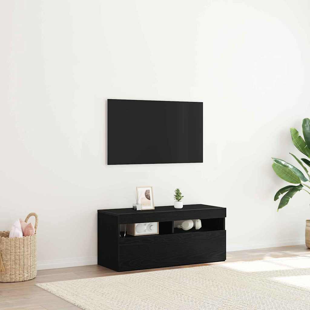 Vidaxl tv-kast 90 x 35 x 40 cm zwart eiken bewerkt hout