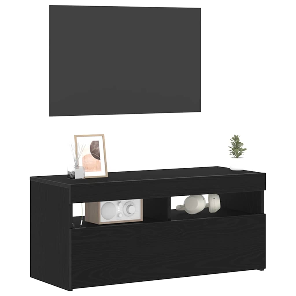 Vidaxl tv-kast 90 x 35 x 40 cm zwart eiken bewerkt hout