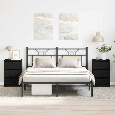 Vidaxl nachtkastje 2 st zwart eiken 40 x 35 x 62,5 cm bewerkt hout